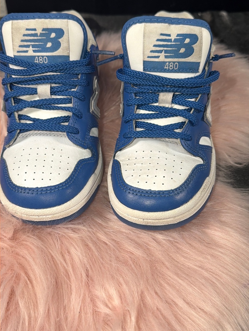 New Balance Kids 480 Low-Top Sneakers in Blue and White